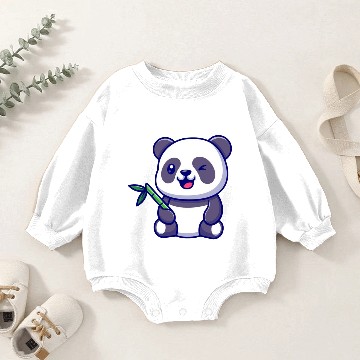 Discover Cute the panda with bamboo Baby Romper Sweatshirts