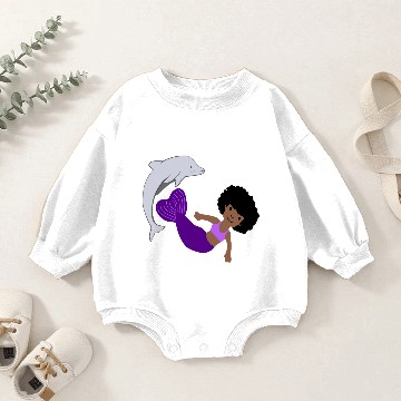 Discover dolphin mermaid dance Baby Romper Sweatshirts