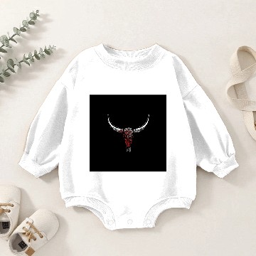 Discover Red Cow Skull #3 Baby Romper Sweatshirts