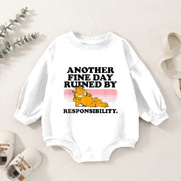 Discover Garfield Ruined By Responsibility Baby Romper Sweatshirts
