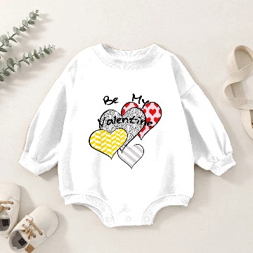 Discover Be My Valentine Patterned Hearts light Baby Romper Sweatshirts
