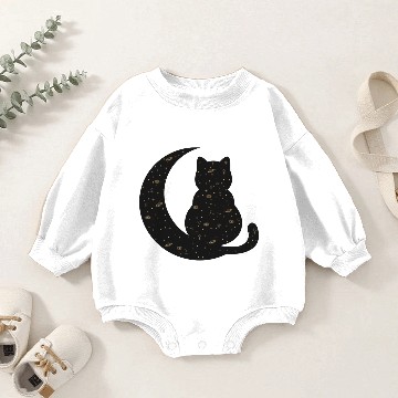 Discover Celestial Cat and Moon Baby Romper Sweatshirts