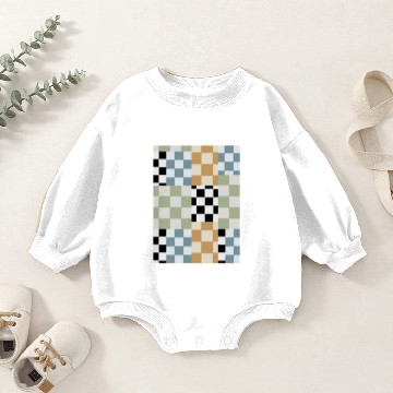 Discover Mismatch Checkerboard Pattern Classic Baby Romper Sweatshirts