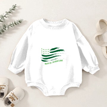 Discover Green US Flag- St Patricks Day Baby Romper Sweatshirts