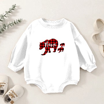 Discover Womens Red Plaid Mama Bear Two Cubs Matching Baby Romper Sweatshirts
