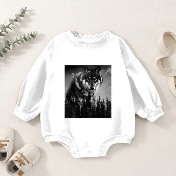 Discover Wolf face art jungle Baby Romper Sweatshirts