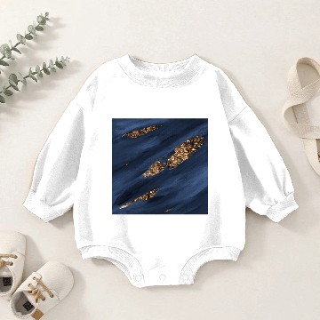 Discover Navy Blue Paint Brushstrokes Gold Foil Baby Romper Sweatshirts