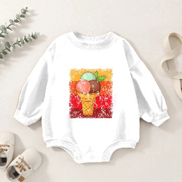 Discover Vintage Retro Waffle Ice Cream Baby Romper Sweatshirts