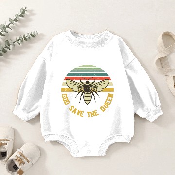 Discover God Save The Queen Bee Vintage Baby Romper Sweatshirts