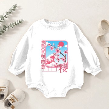Discover Kanji Characters Style Sakura Japanese Cherry Baby Romper Sweatshirts