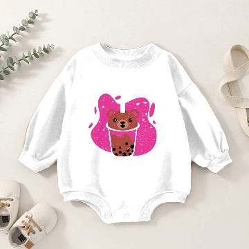 Discover Bear Milk Tea - Tea Baby Romper Sweatshirts