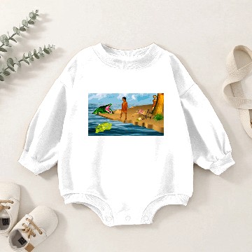 Discover fille africaine et crocodile Baby Romper Sweatshirts