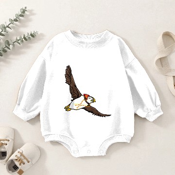 Discover Funny Puffin cartoon Raglan Baseball Baby Romper Sweatshirts
