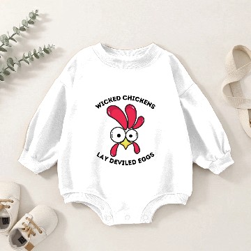 Discover Wicked chickens lay deviled eggs Baby Romper Sweatshirts