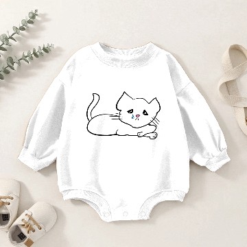 Discover cat sad tear animal Baby Romper Sweatshirts