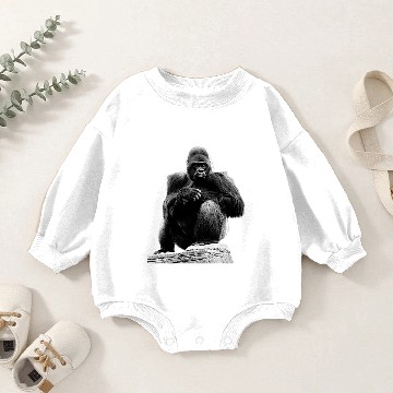 Discover Silverback Gorilla Sitting on Stone Baseball Jerseys Baby Romper Sweatshirts