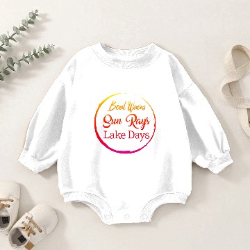 Discover Boat Waves Sun Rays Lake Days Baby Romper Sweatshirts, Lake Life