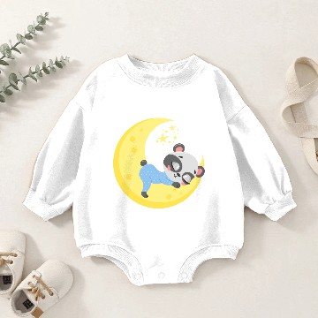 Discover cute panda sleeping in moon Baby Romper Sweatshirts