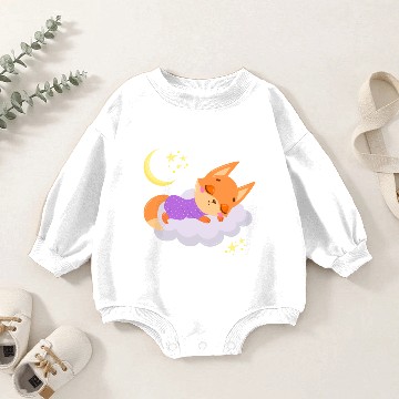 Discover cute fox sleeping on the cloud Baby Romper Sweatshirts