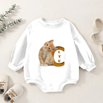 Discover International Cat Day - Cute Cat - Monogram (C) Baby Romper Sweatshirts