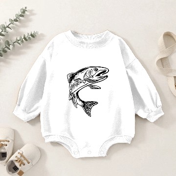 Discover Vintage Trout Elegant Char Jumping Baby Romper Sweatshirts