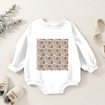 Discover Beige Terracotta Roses Floral Pattern Baby Romper Sweatshirts