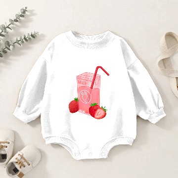 Discover Strawberry Milk Baby Romper Sweatshirts