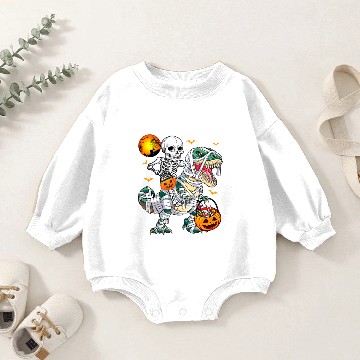 Discover Skeleton Dinosaur T Rex Halloween Mummy Pumpkins Baby Romper Sweatshirts