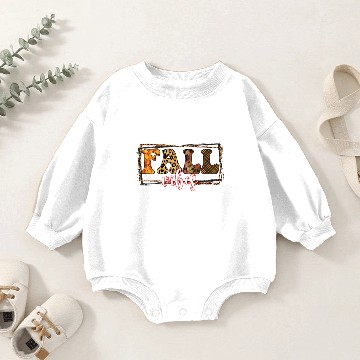 Discover Fall Vibes Maple Leaves Leopard Print Baby Romper Sweatshirts