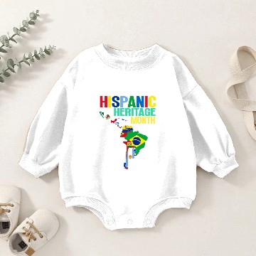 Discover Hispanic Heritage Month Latin Countries Map Flags Baby Romper Sweatshirts