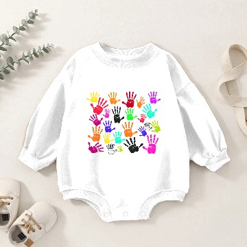 Discover Hands Fitted Print Right And Left Baby Romper Sweatshirts