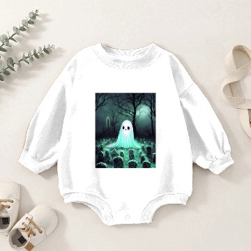 Discover Cute Spooky Ghost in Graveyard Baby Romper Sweatshirts
