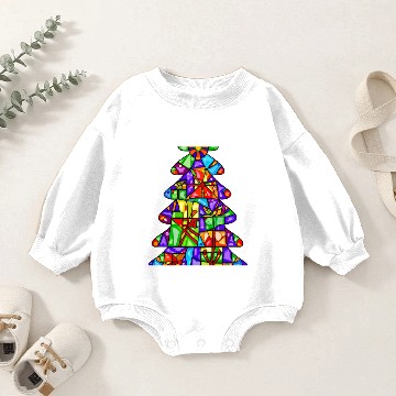 Discover Christmas Tree Mosaic Church Window Baby Romper Sweatshirts
