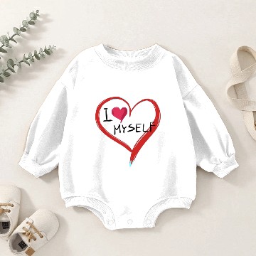 Discover i love me heart text icon shape Baby Romper Sweatshirts