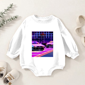 Discover Vaporwave Car Synthwave City Baby Romper Sweatshirts
