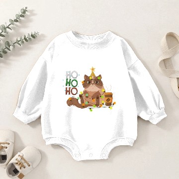 Discover Christmas Funny HO HO HO Cat! Baby Romper Sweatshirts