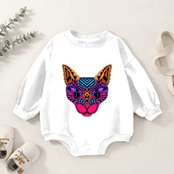 Discover Black Neon Cat Baby Romper Sweatshirts