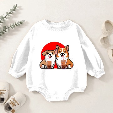 Discover BOBA MILK TEA CORGI 4500x5400 Baby Romper Sweatshirts