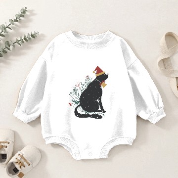Discover Santa Black Cat Tangled Up In Christmas Tree Light Baby Romper Sweatshirts