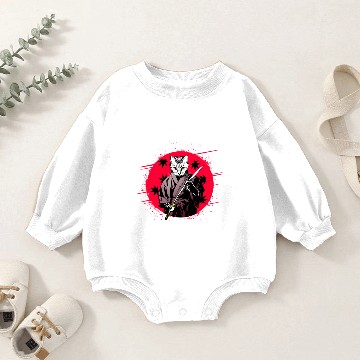 Discover Japanese Samurai Cat Baby Romper Sweatshirts