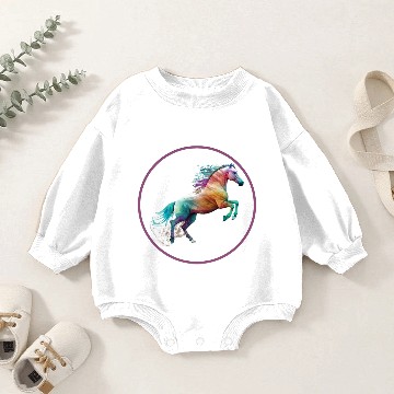 Discover Horse: Running Baby Romper Sweatshirts