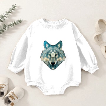 Discover Wolf Face Gray Wolf Fearless Warrior Wild Animal Baby Romper Sweatshirts
