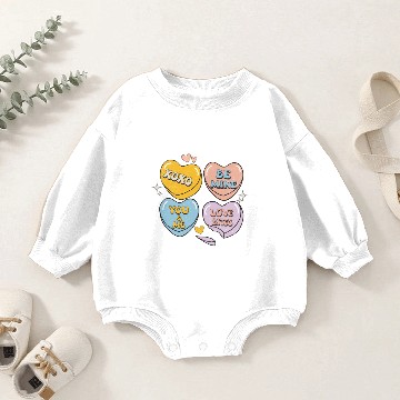 Discover Candy Hearts Retro Valentines Baby Romper Sweatshirts