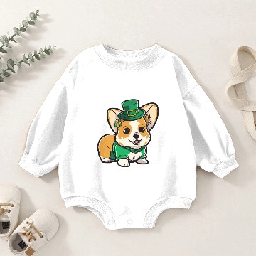 Discover st patricks day - chibi corgi dog Baby Romper Sweatshirts