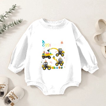 Discover Construction Excavator Easter Day Egg Hunt for Boy Baby Romper Sweatshirts