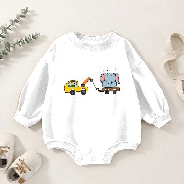 Discover Cute Tow Truck Towing An Elephant Baby Romper Sweatshirts
