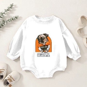 Discover Orange Cool Dog Baby Romper Sweatshirts