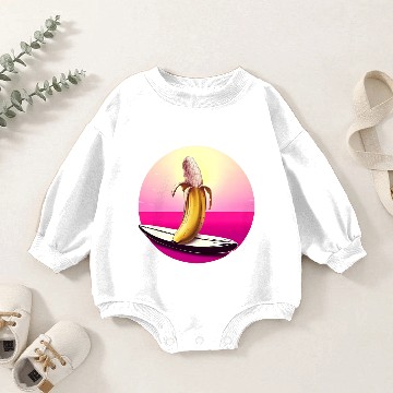 Discover Surfing banana sunset Baby Romper Sweatshirts