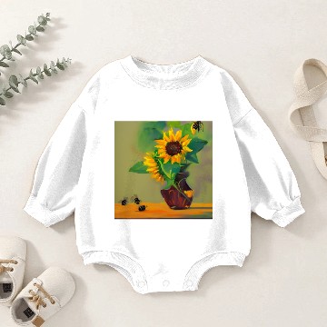 Discover Sunflower Bee 4500 pixels Baby Romper Sweatshirts