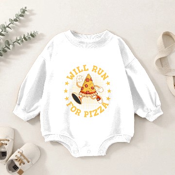 Discover Will Run For Pizza Marathon Trail Running Baby Romper Sweatshirts